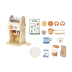⁦TOOKY TOY Wooden Pretend Play Coffee Machine Set – TP546 ماكينة القهوة الخشبية للعب التخيلي مع الإكسسوارات⁩ - الصورة ⁦2⁩