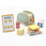 TOOKY TOY Wooden Toaster Set TJ272 – طقم محمصة الإفطار الخشبية من توكي توي