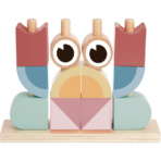 TOOKYTOY Wooden Crab Stacking Puzzle لغز السلطعون الخشبي التعليمي – لعبة تركيب الأشكال والألوان