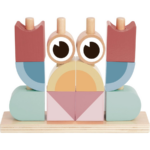 TOOKYTOY Wooden Crab Stacking Puzzle لغز السلطعون الخشبي التعليمي – لعبة تركيب الأشكال والألوان